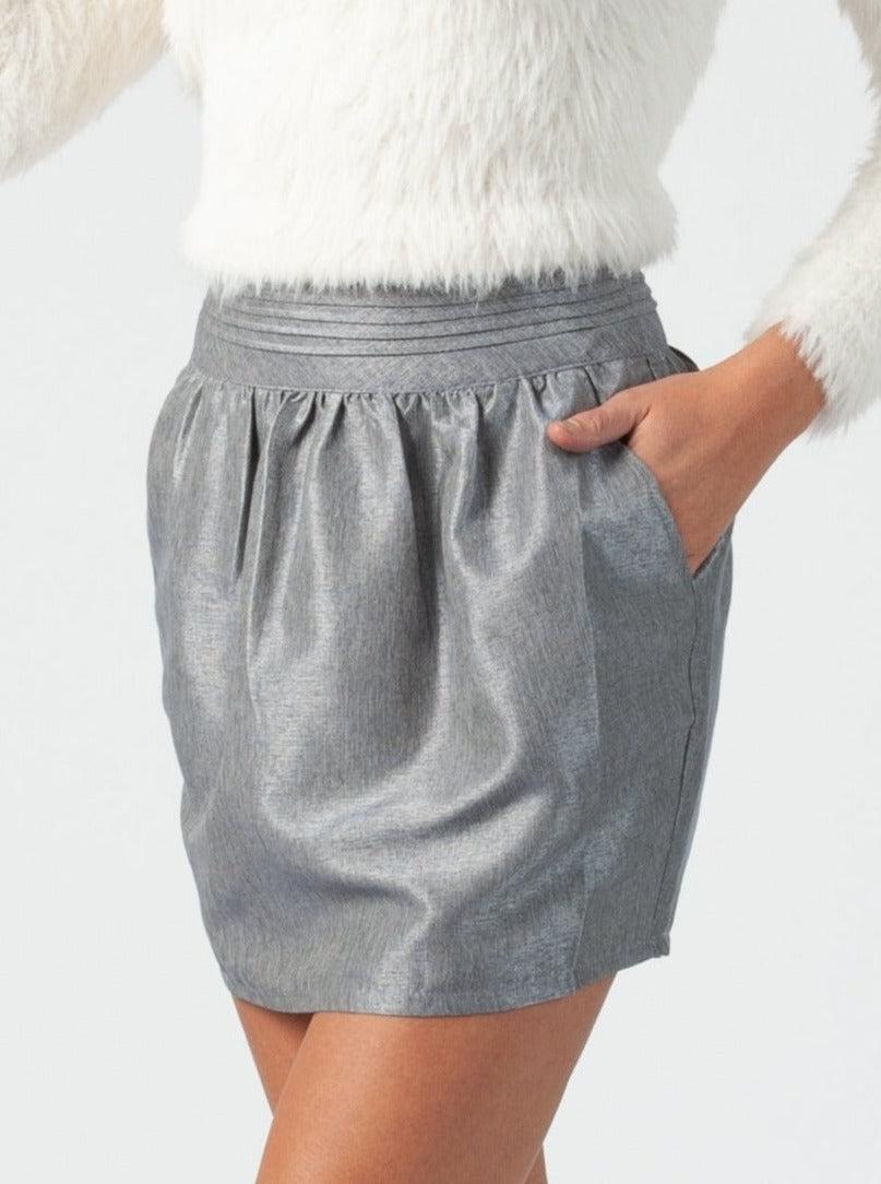 lucca couture VIOLA LAMP SHADE SKIRT-GREY BLUE