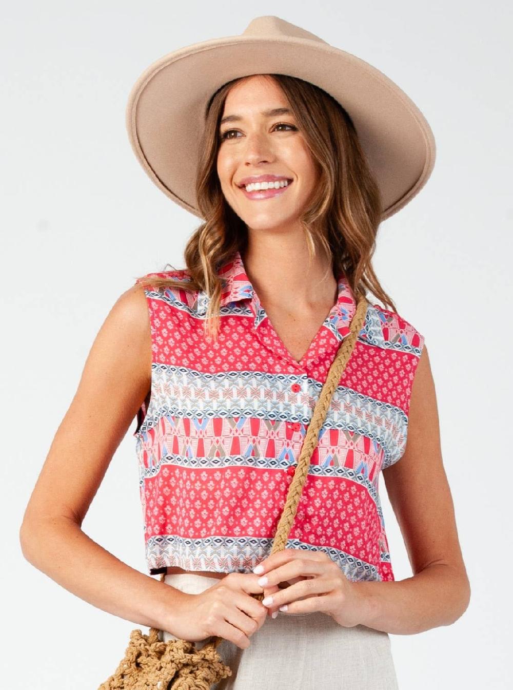 lucca couture VIRI OPEN BACK CROP TOP-RED