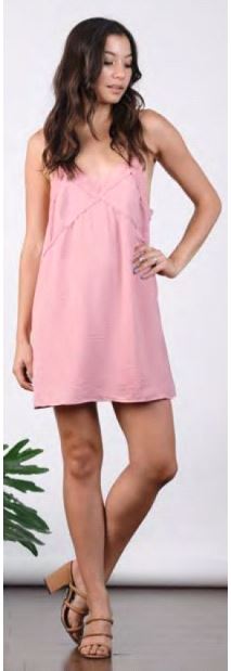 lucca couture WASHED SATIN DRESS W/ CONTRAST MESH