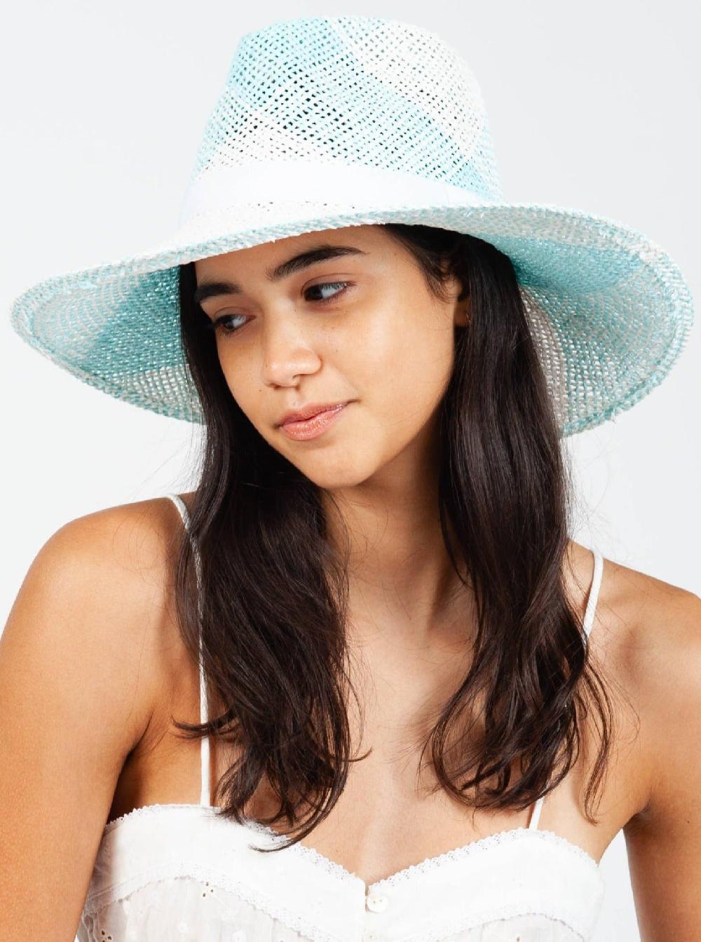 lucca couture WATERWAY STRAW FEDORA-AQUA