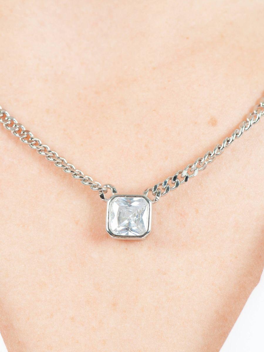 lucca couture WHITE SQUARE STONE NECKLACE