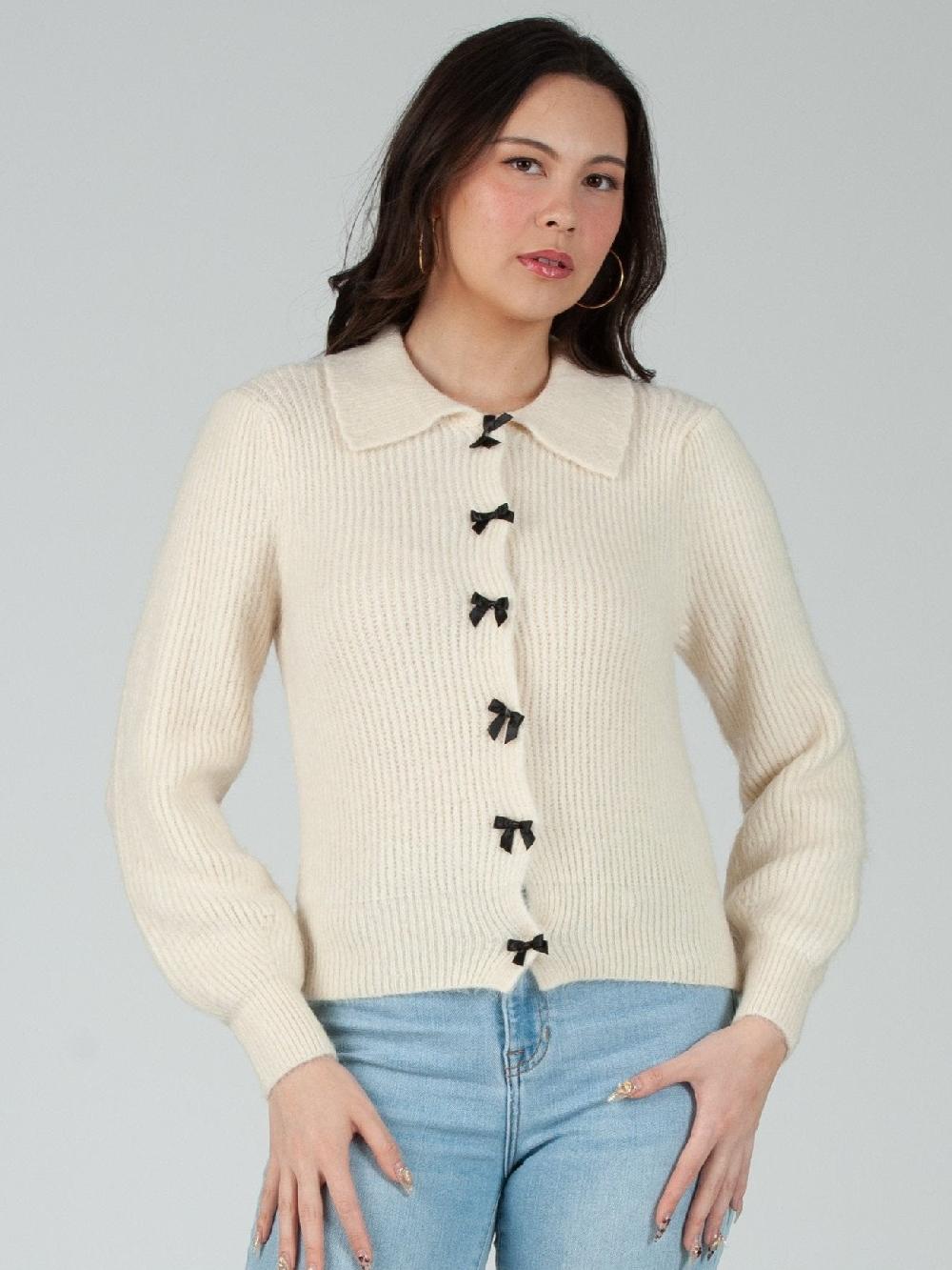 lucca couture Women's Bow Cardigan