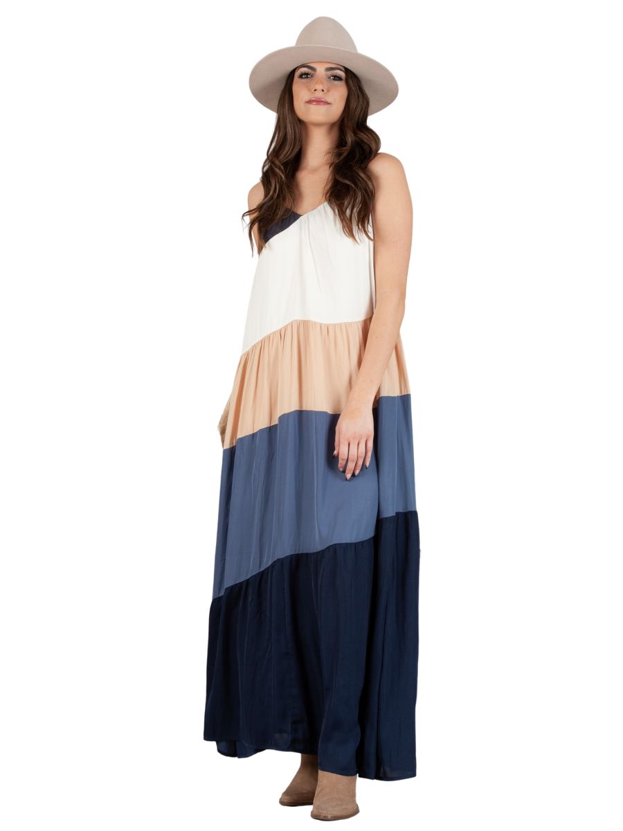 lucca couture Women's Color Block Maxi Dress