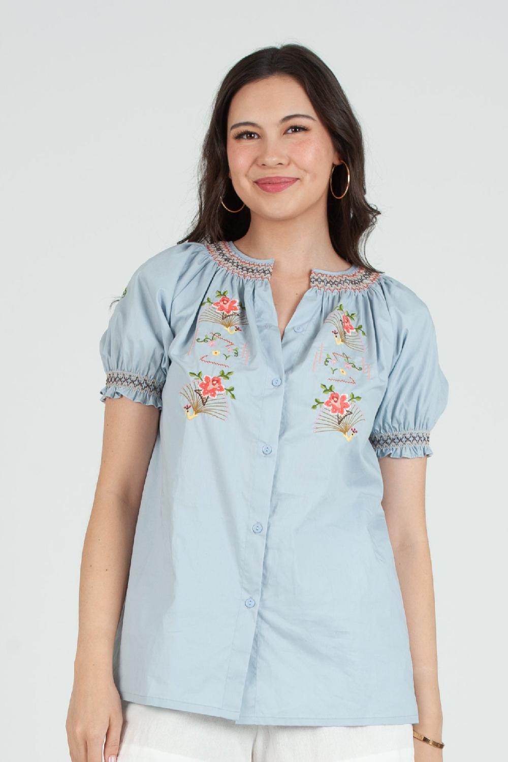 lucca couture Women's Cotton Embroidery Blouse Top