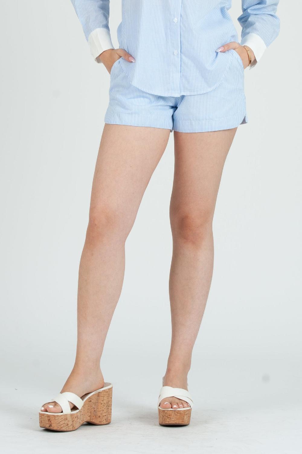 lucca couture Women's Cotton Striped Shorts