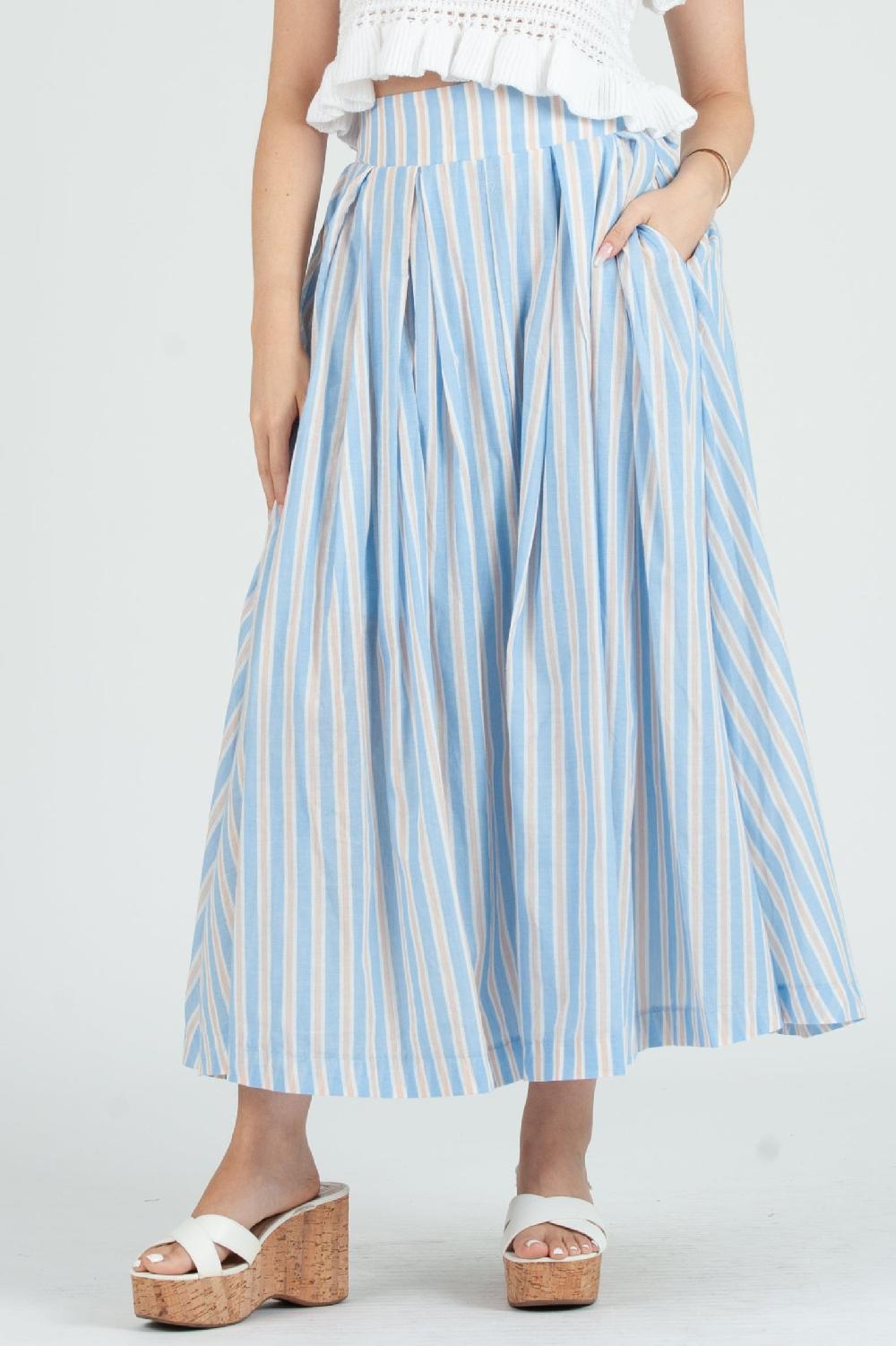 lucca couture Women's Cotton Striped Skirt