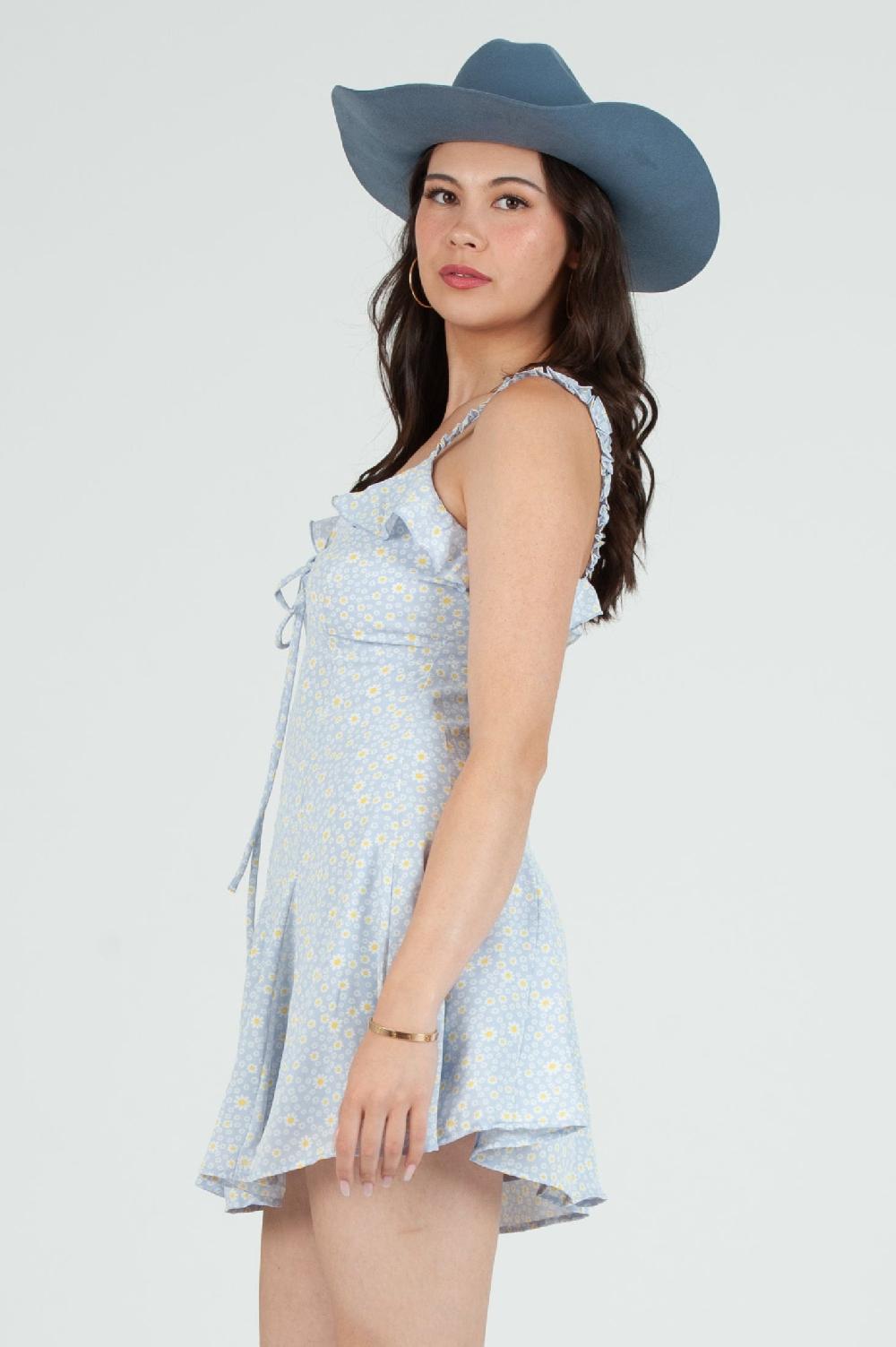 lucca couture Women's Daisy Print Flare Mini Dress