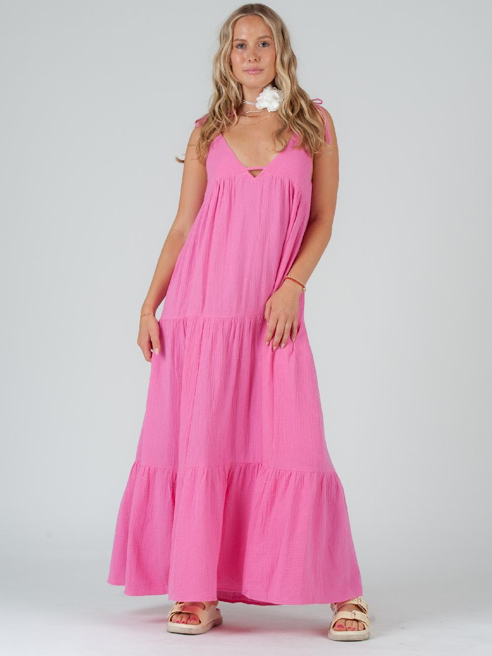 lucca couture Women’s Gauze Maxi Tier Dress