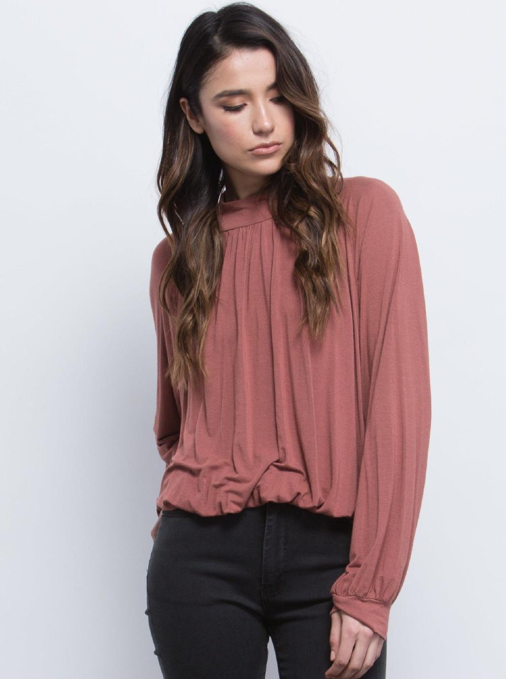 lucca couture Women's Knit Long Sleeve Blouse