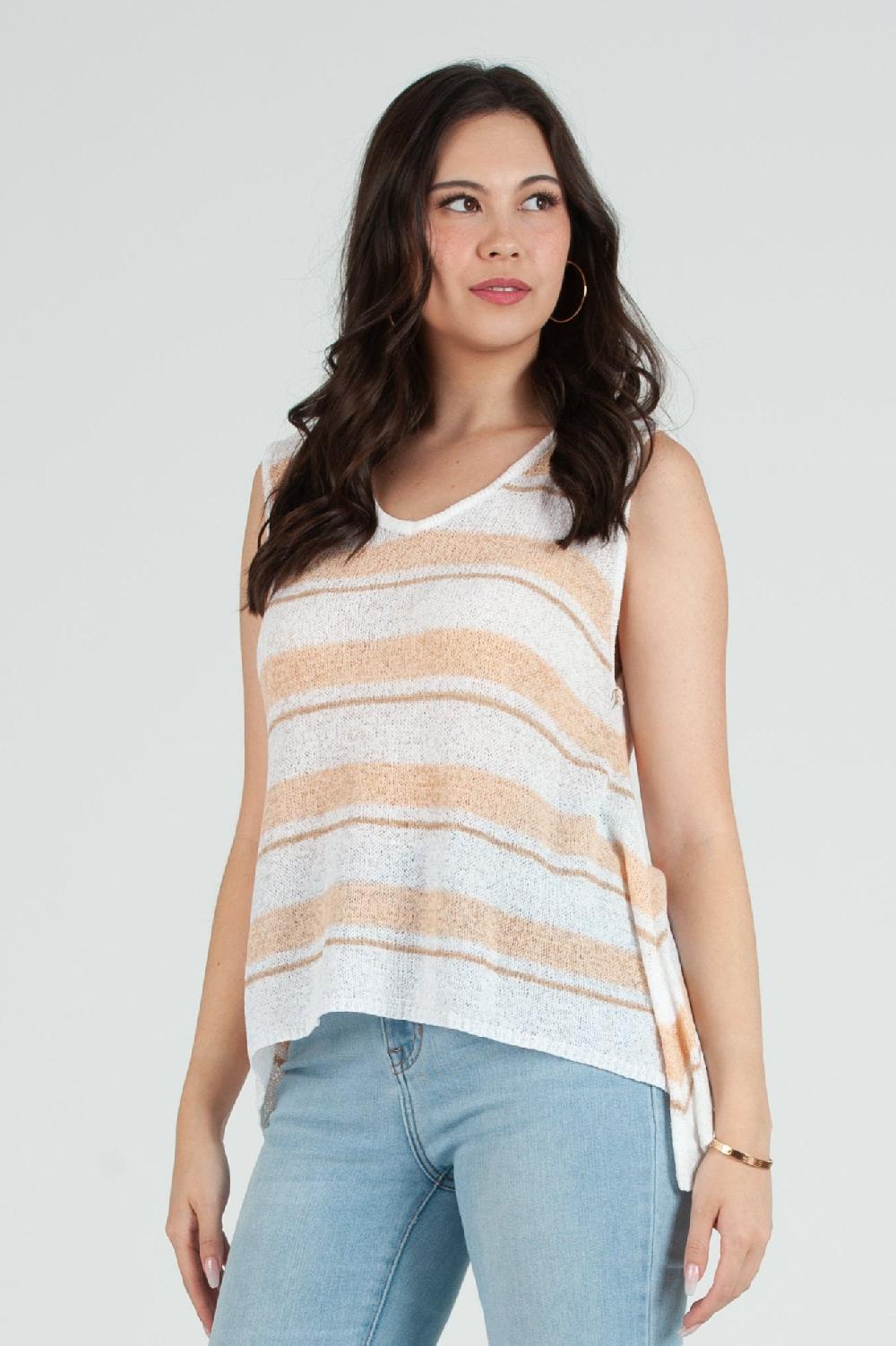 lucca couture Women's Knit Striped Shell Tank Top