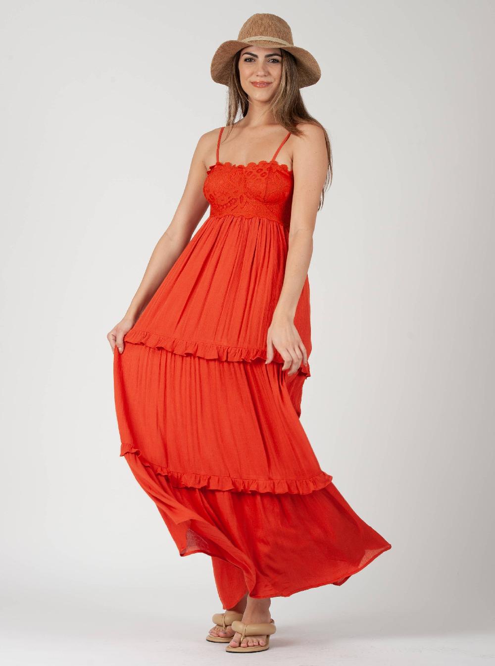 lucca couture Women’s Lace Overlay Maxi Dress