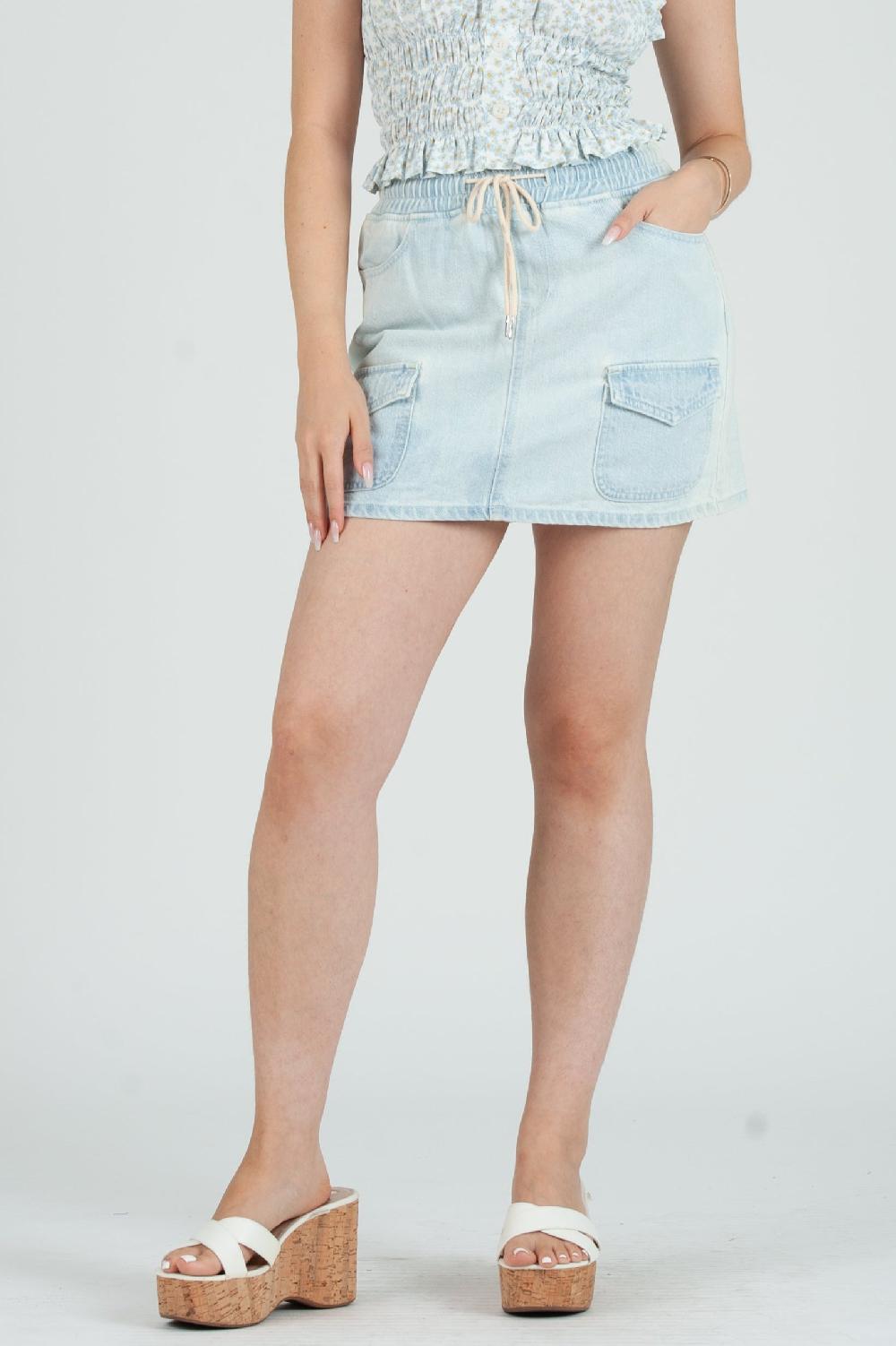 lucca couture Women's Light Denim Cargo Skort