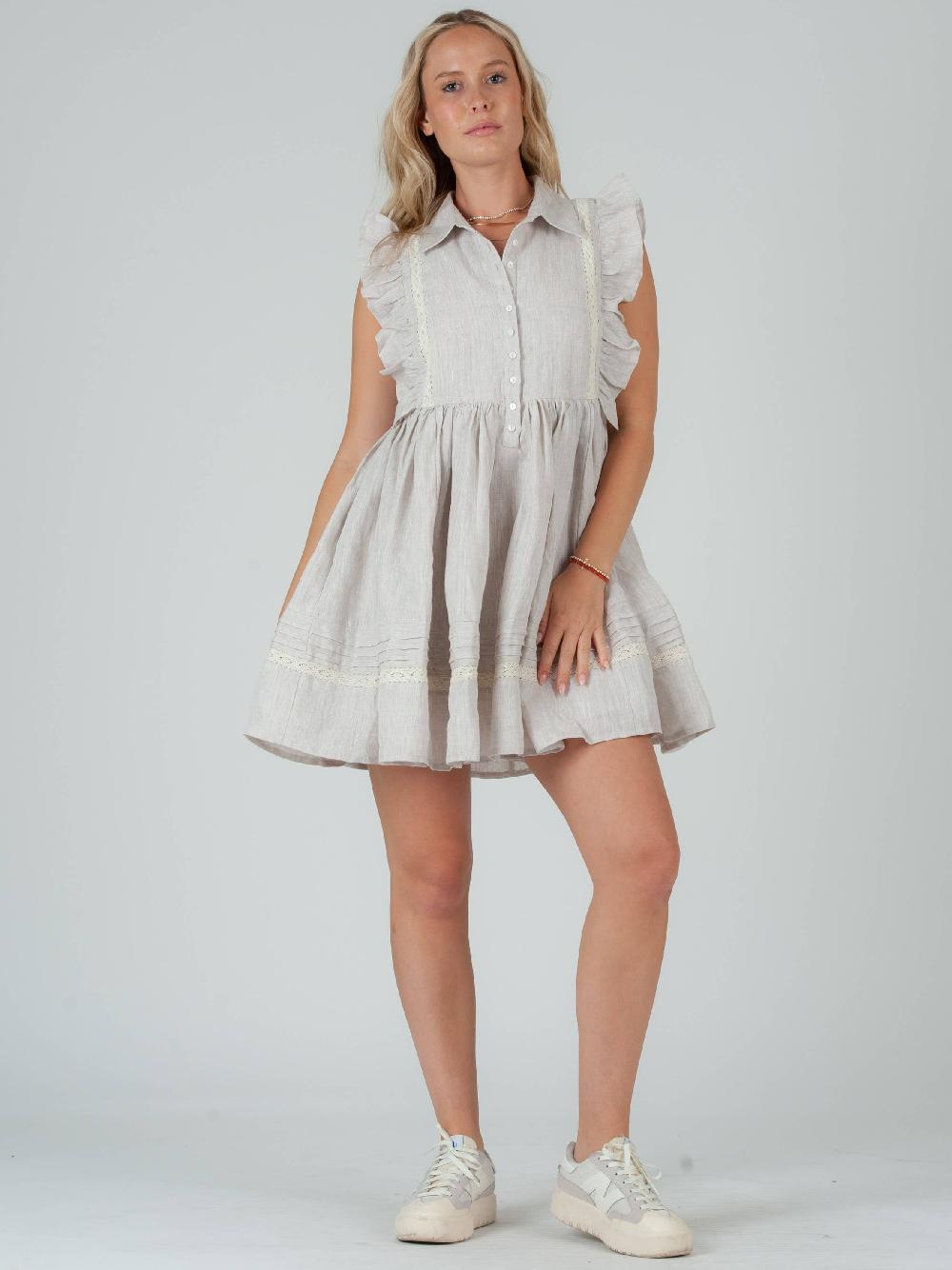 lucca couture Women’s Linen Ruffle Mini Dress