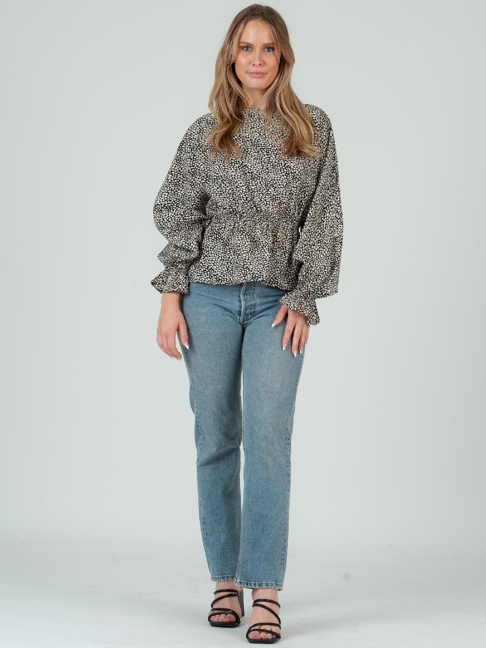 lucca couture Women’s Peplum Printed Blouse