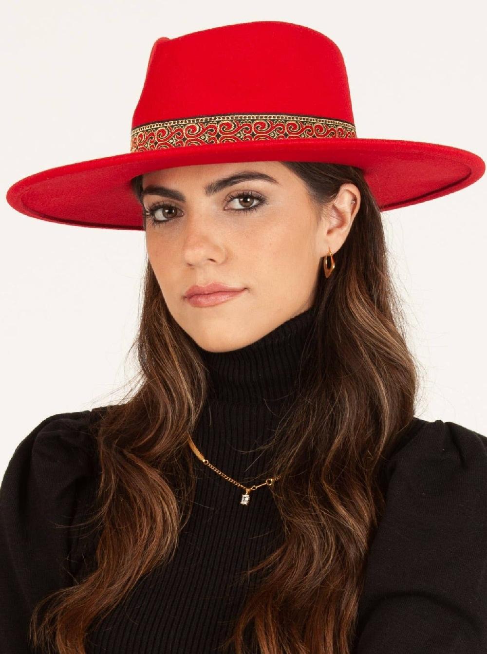lucca couture Women's Rancher Hat in Red