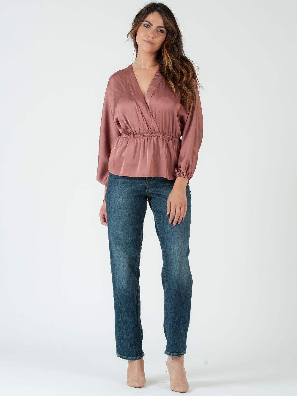 Lucca Couture Women's Satin Peplum Blouse
