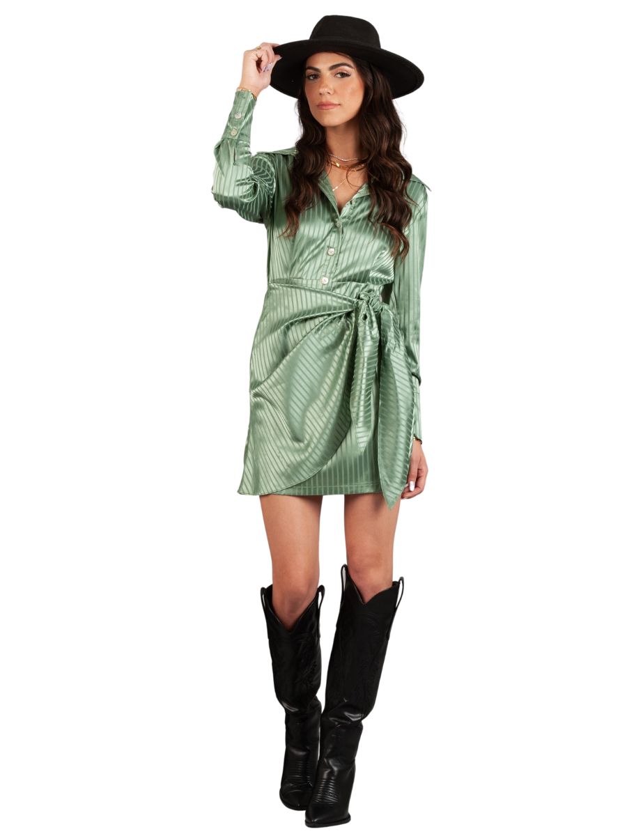 lucca couture Women's Satin Wrap Skirt Mini Dress