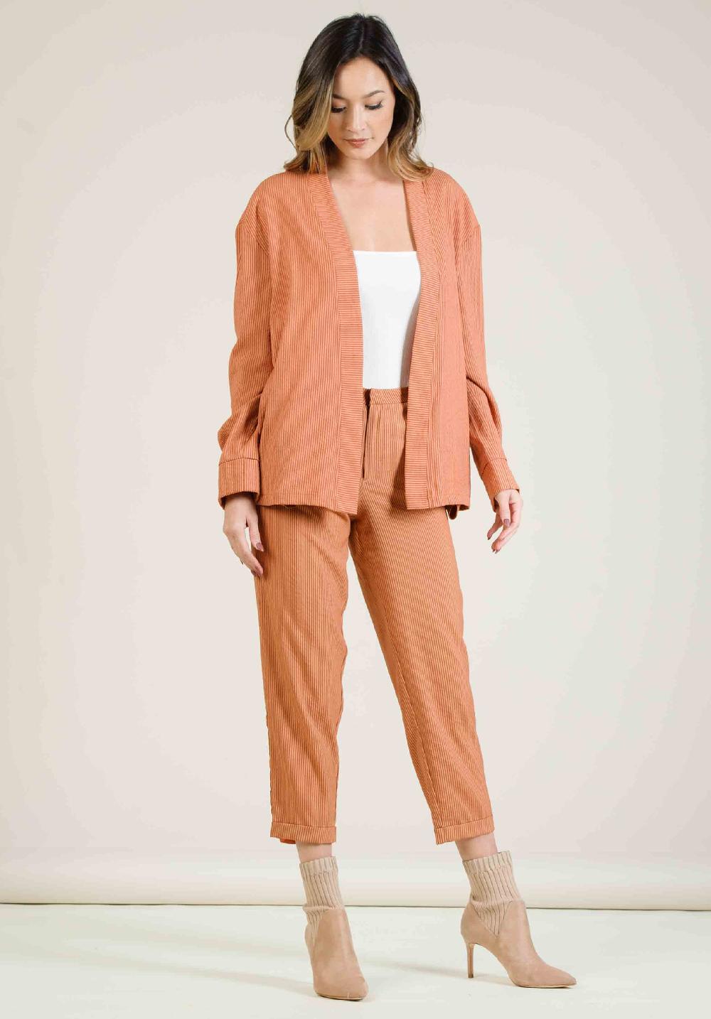 lucca couture MALLROY ROLLED HEM TROUSERS-AMBER STRIPE