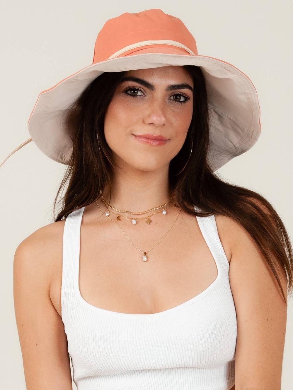 lucca couture MIRANDA REVERSIBLE BUCKET HAT-D. CORAL