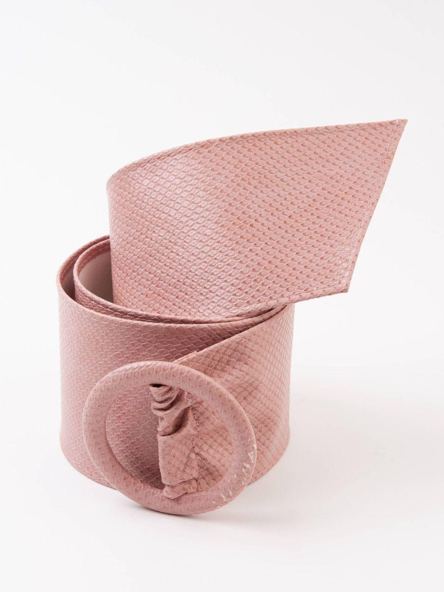 lucca couture PAULA SNAKE EMBOSSED O RING BELT - LT. PINK
