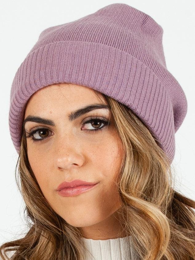 lucca couture ROCKY I SOFT KNIT RIBBED BEANIE-PURPLE