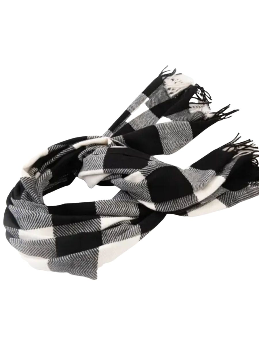 lucca couture SAULRIDE LARGE PLAID HERRINGBONE SCARF-DOVE