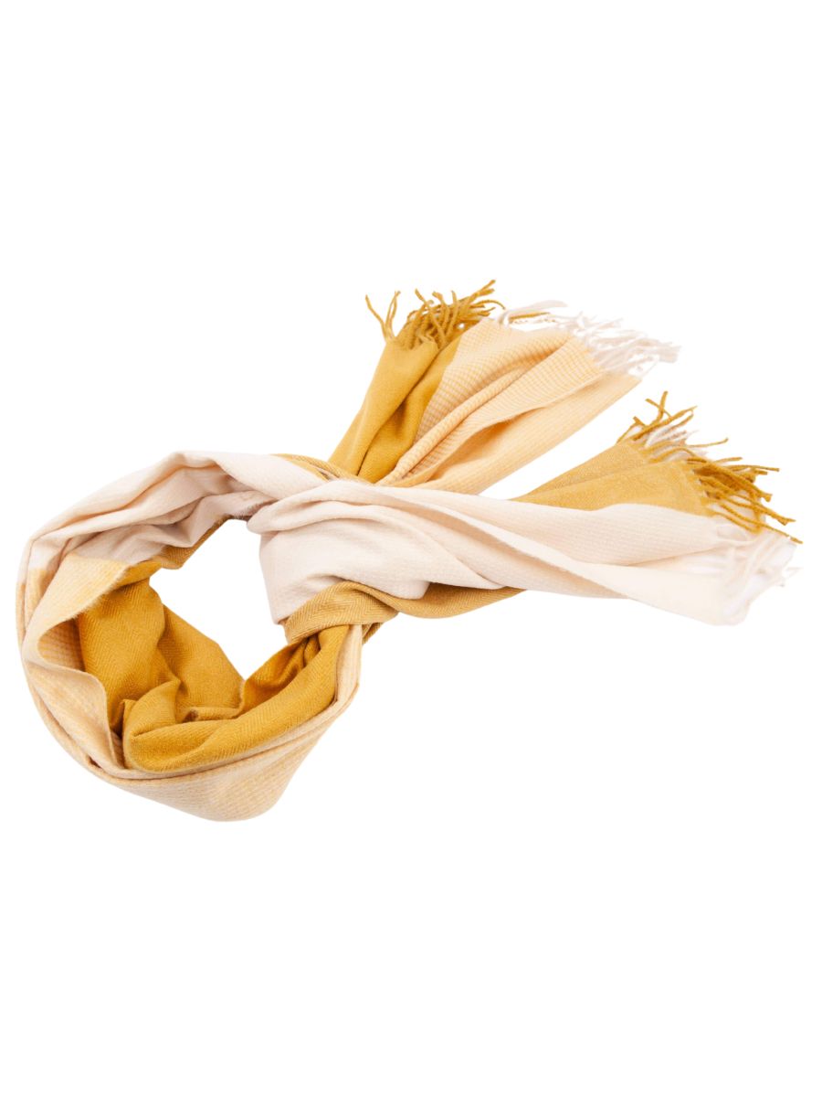 lucca couture SQUAW VALLEY HERRINGBONE TEXTURE SCARF-MUST/IVORY