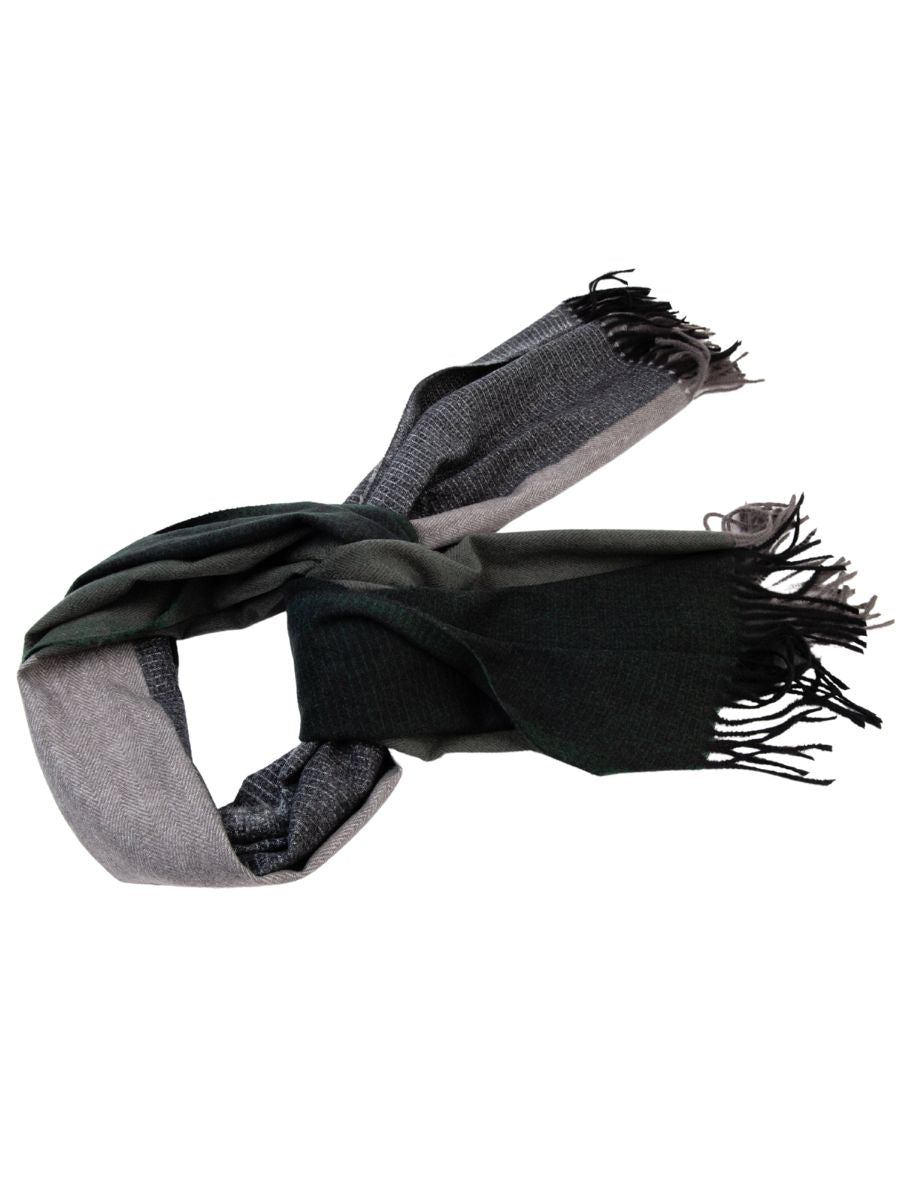 lucca couture SQUAW VALLEY HERRINGBONE TEXTURED MIX SCARF-GRN/GREY
