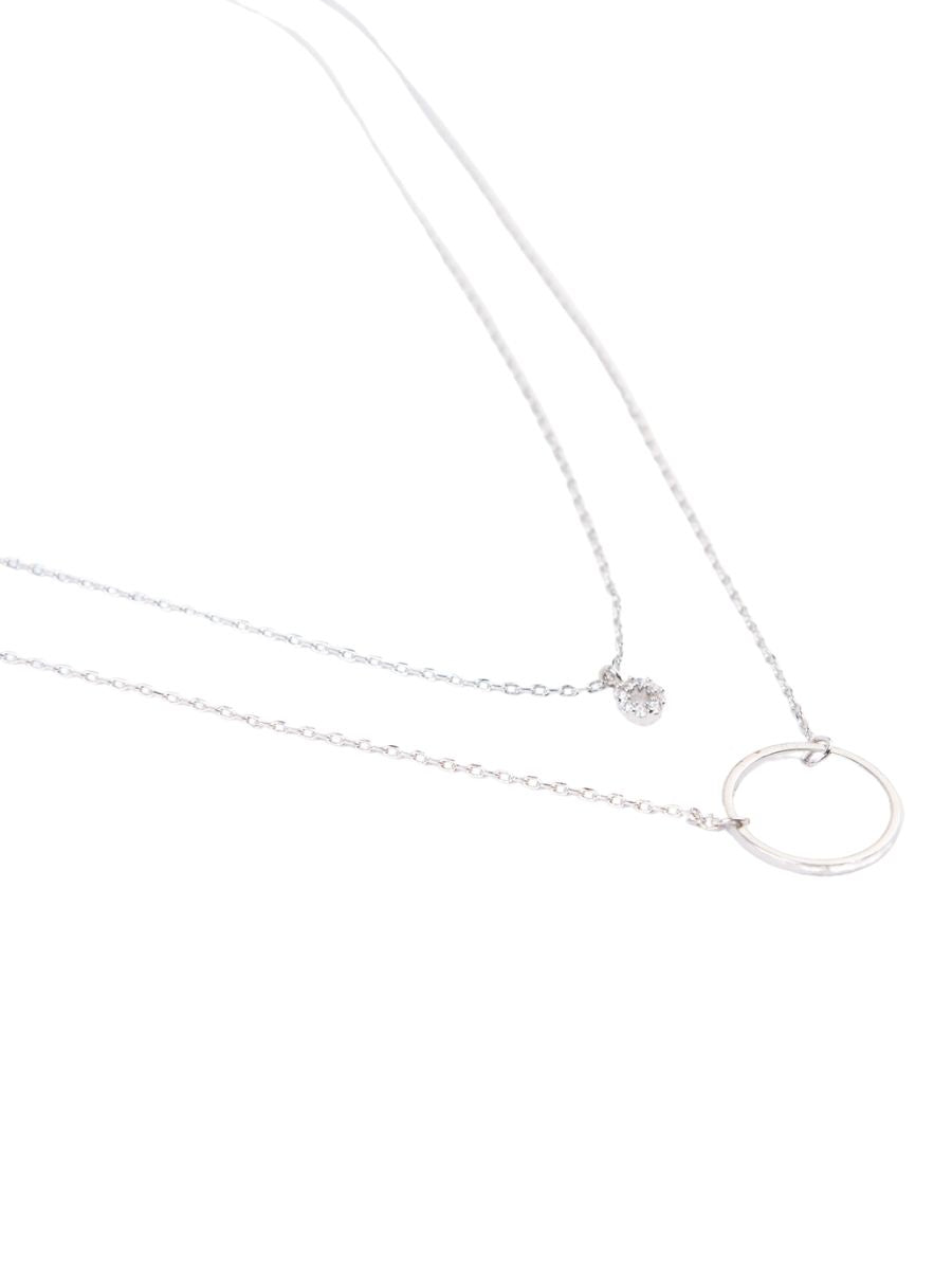 lucca couture WHITE GOLD DIPPED CIRCLE LAYERING NECKLACE