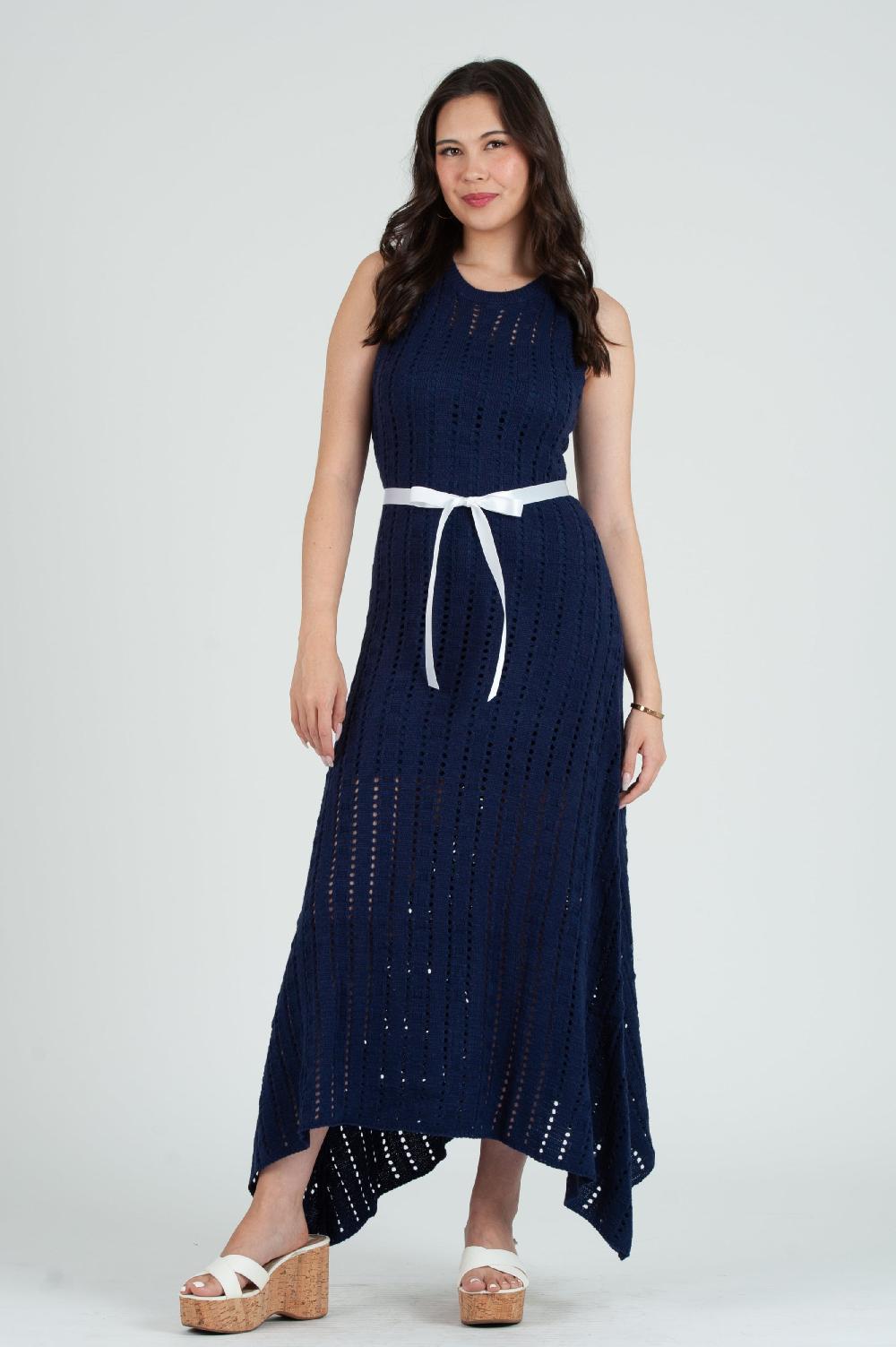 lucca couture Women's Crochet Maxi Tank Dress with Slip Dress