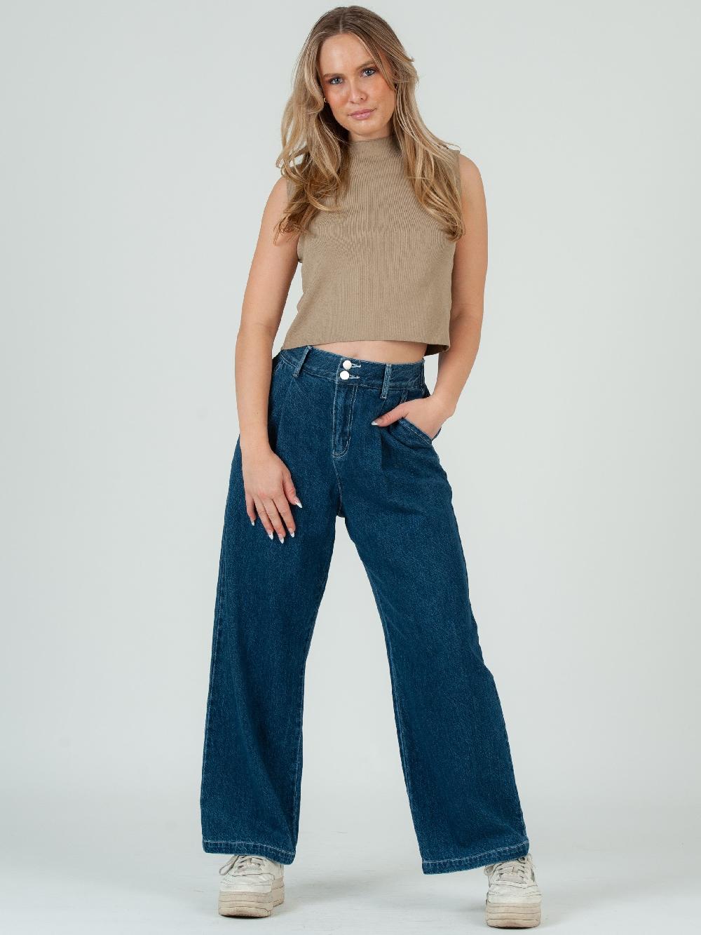 lucca couture Women's Knit Sleeveless Mock Neck Top