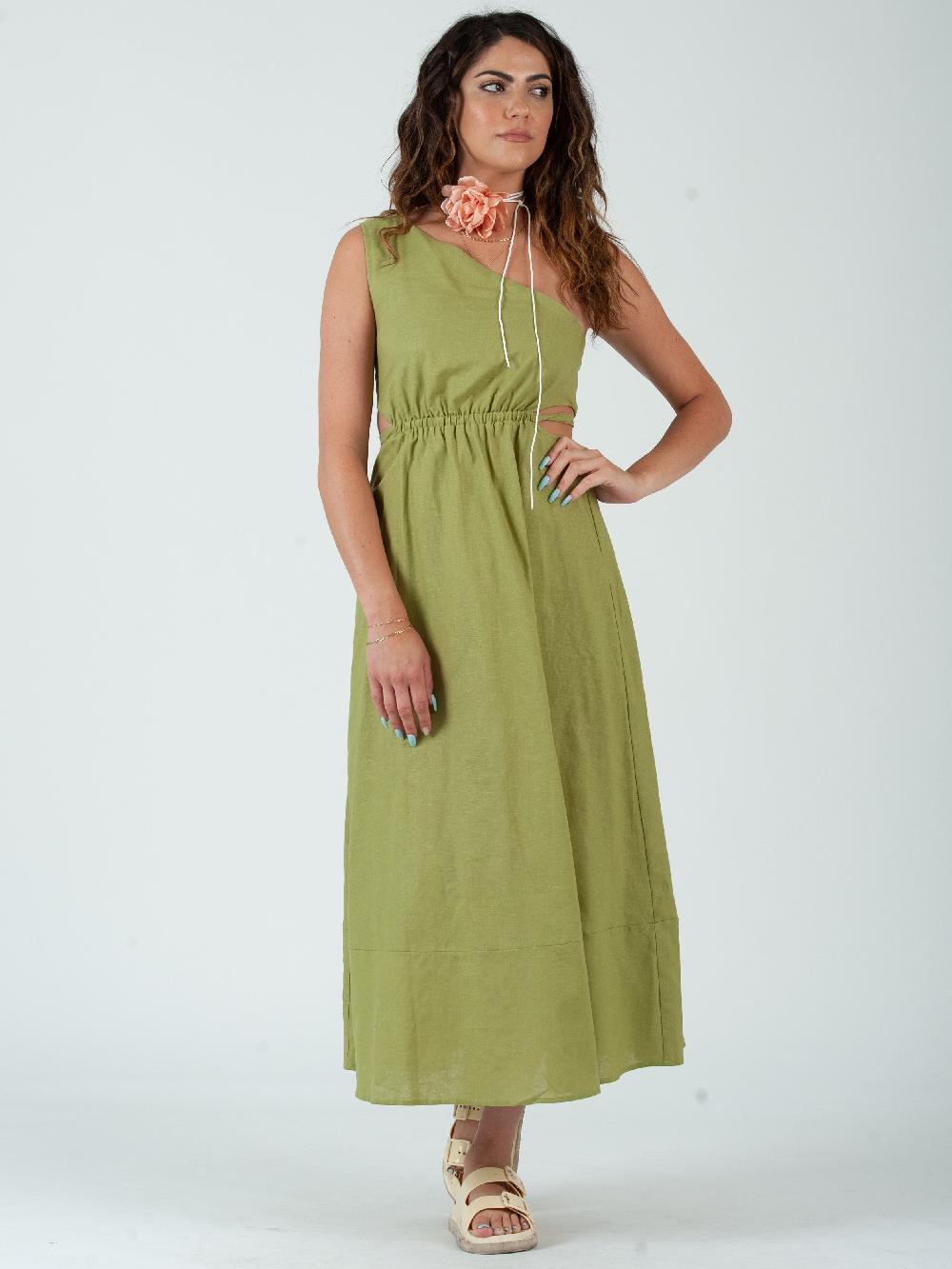Lucca Couture Women's Linen One Shoulder Midi Dress