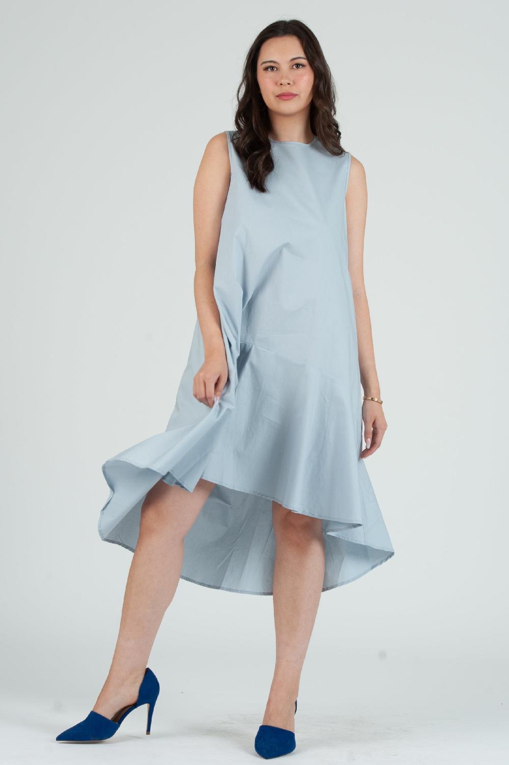 lucca couture Women's Poplin Sleeveless Hi Low Dress