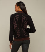 Lucchese Bootmake Embroidered Suede Bomber Jacket - Black
