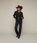 Lucchese Bootmake Embroidered Suede Bomber Jacket - Black