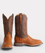 Lucchese Bootmake Full Quill Ostrich Barn Boot - Cognac + Brown