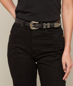 Lucchese Bootmake Full Quill Ostrich Tapered Belt - Black