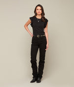 Lucchese Bootmake Full Quill Ostrich Tapered Belt - Black