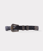 lucchese bootmake Full Quill Ostrich Tapered Belt - Black