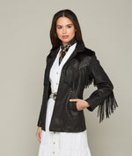 Lucchese Bootmake Hair-On Yoke Fringe Jacket - Black