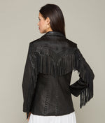 Lucchese Bootmake Hair-On Yoke Fringe Jacket - Black