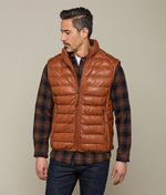 Lucchese Bootmake Men's Leather Puffer Vest - Cognac