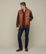 Lucchese Bootmake Men's Leather Puffer Vest - Cognac