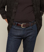 Lucchese Bootmake Smooth Goat Belt - Black Cherry