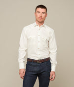 lucchese bootmake Square Dobby Shirt - Ecru