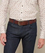 Lucchese Bootmake Men's Brown Leather Belt - Ultra Belly Caiman - Sienna