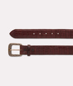 Lucchese Bootmake Men's Brown Leather Belt - Ultra Belly Caiman - Sienna