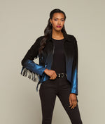 Lucchese Bootmake Pearlized Fringe Jacket - Black/Blue