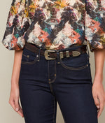 Lucchese Bootmake Smooth Goat Tapered Belt - Black Cherry