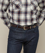 Lucchese Bootmake Smooth Goat Tapered Belt - Black Cherry